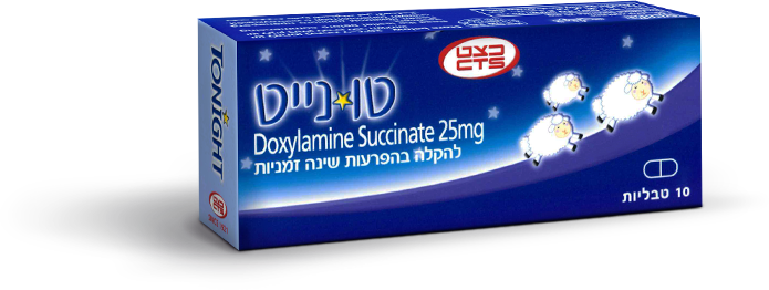 כצט - CTS - טונייט - Doxylamine Succinate 25mg טבליות להקלה בהפרעות שינה זמניות
